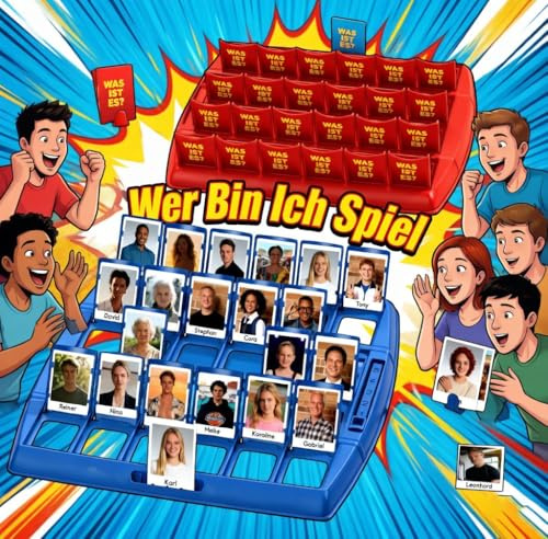 Personalisierte Wer Bin ich Spiel mit 24 Fotos & Namen, Wer ist es Spiel Ratespiel Brettspiel für 2 Spieler, Personalisierte Geschenk für Familie Mama Papa Eltern Party (S-1)