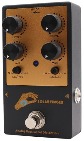 Dilwe Bass Effects Pedal, Dual Filter Low Pass 50-500Hz High Pass 100Hz-1kHz Tone Shaping, JFET CMOS Hybrid Gain Low Noise Distortion, with Active 500Hz 12dB Midrange Knob, for Bass
