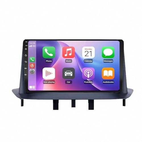 Carplay Radio Coche para Renault Megane 3 Fluence 2008-2010 HD Pantalla Tactil, Inalámbrica, Bluetooth, Navegación GPS, Radio FM/RDS Dsp, Micrófono, 4 Nuclear 1G+16G