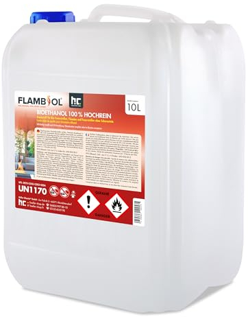 Bioéthanol 100% 1 x 10 L de Haute pureté pour cheminée à éthanol