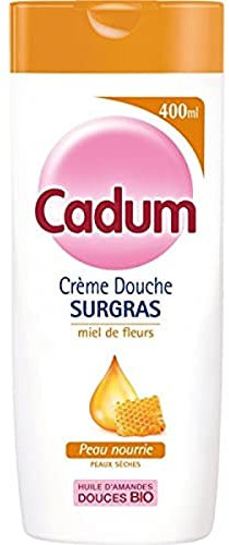Cadum Crème de douche surgras, Huile d'amandes douces bio et miel de fleurs bio, Peau sèche protégée - Le flacon de 400ml