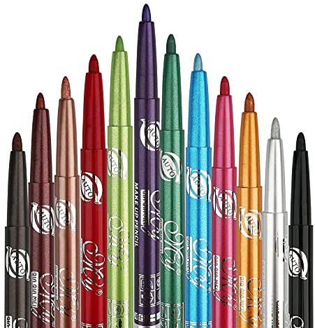 G2PLUS 12 Farben Farbige Eyeliner Set, Wasserdicht Liner Eyeliner Multifunktionale Farbmalerei Party-Make-up
