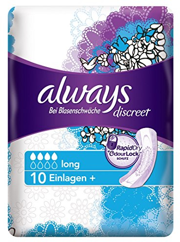 Always Discreet Inkontinenz Einlagen plus Long Bei Blasenschwäche Einzelpack, 5er Pack (5 x 10 Stück)