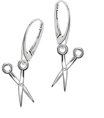 Schere Brisur Ohrringe 925 Sterling Silber Damen Ohrhänger Friseurschere Hängeohrringe