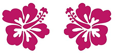 2 X Auto Aufkleber Hibiskus Blüte pink - Blumen Tattoo Hibiscus Car Sticker NEU
