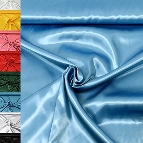 MAGAM-Stoffe 1m Estelle Satin Stoff uni ideal für Kleidung und Deko Meterware (13. Türkis)