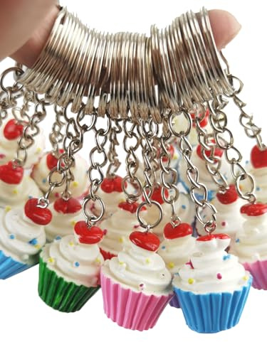 airgoesin 20 Stück Schlüsselanhänger zum Aufhängen in Cupcake-Kuchenform, niedliches Geschäft, Werbegeschenk, Charms