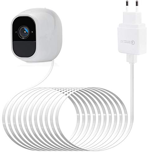 Arlo Pro-Ladekabel BECEMURU Quick Charge 3.0 & Akku-Ladeadapter mit 29.5ft/9m langem, wetterfestem Kabel für Arlo Go, Arlo Pro/Pro2 und Arlo Light(weiß)