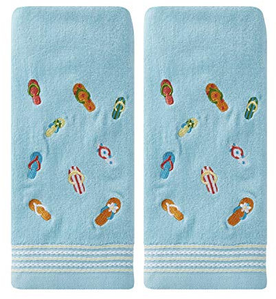SKL Home by Saturday Knight Ltd. Flips & Flops - Juego de Toallas de Mano, algodón, Color Azul