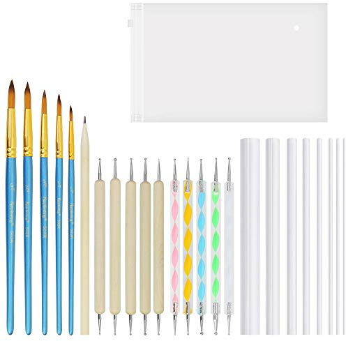 TANCUDER 25 Stück Punktierung Werkzeuge Rock Malerei Werkzeuge Malerei Dotting Tools Dot Paint Tools Rock Malerei Kit für Felsmalereien, DIY Malerei, Polymer Clay Keramik,Nail Art