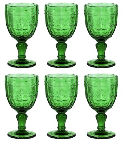 BUTLERS VICTORIAN Weingläser, 6er-Set mit Stiel, 230 ml, Bunt | Trinkgläser Set, mundgeblasen, mit Stiel & Relief-Prägung, spülmaschinenfest, für Tisch, Garten & Party