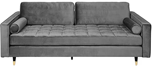 invicta INTERIOR Elegantes Design Sofa Cozy Velvet 220cm grau Samt Federkern 3er-Sofa Couch