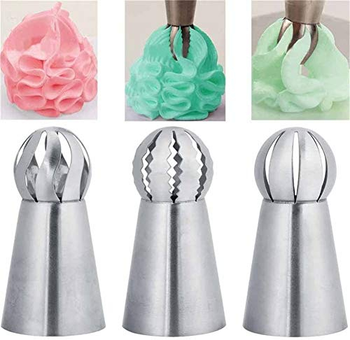 DUBENS 3 pezzi Russo 304 acciaio inox per pasticceria, kit di beccucci pacifici per festival, biscotti, fiori, pasticceria, per pasticceria, cupcake, torte e biscotti