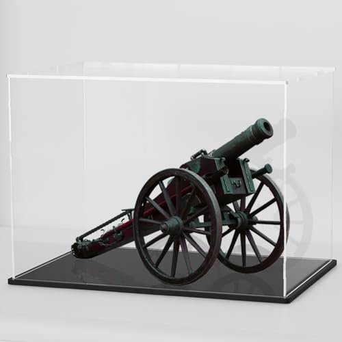 CRMPRO Transparente Acryl-Vitrine mit schwarzem Sockel, staubdichte Vitrine für Actionfiguren, Sammlerstücke, Heimorganisation (36,8 x 27,9 x 27,9 cm)