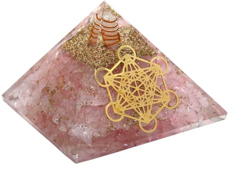 Rosen quarz Kristall Orgon Pyramide - Natürliche Heilkristalle und steine (Metatron Cube)