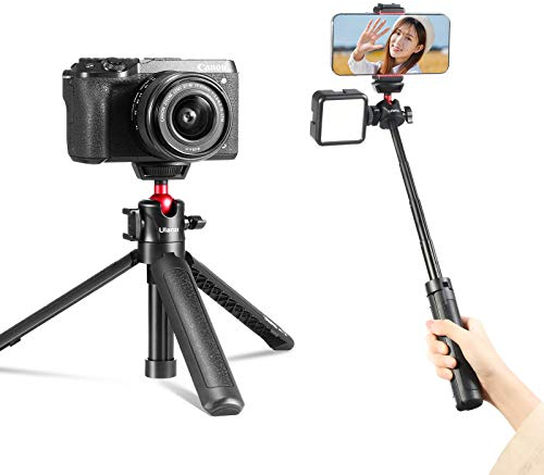 ULANZI MT-16 Treppiede & Selfie Stick per fotocamera e smartphone – Supporto da tavolo estraibile con vite da 1/4 e supporto a scarpa fredda