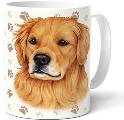 power gift GOLDEN RETRIEVER - Kaffeetasse mit passenden Text und Hunde Zeichnung. Teetasse aus Keramik. Becher mit Griff. Praktisches Geschenk für Frauchen, Herrchen und alle Hunden Liebhaber.