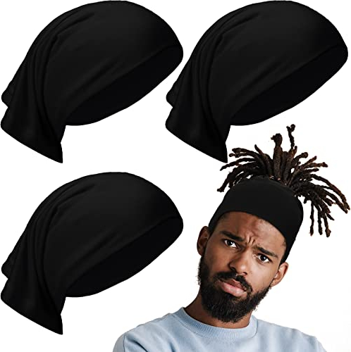 Sintege DreadLocks Schlauchsocken, breites elastisches Stirnband, Loc Cap, langes Haar, Dreadlocks, Kopfwickel, Unisex, Spandex für Damen und Herren, 4 Stück, Schwarz, 4 Count (Pack of 1)