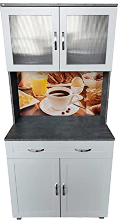 HTI-Living Küchenbuffet 1 Schublade Blanca Bistro Küchenschrank Hochschrank Weiß Beton