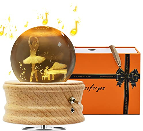 Sentasi Spieluhr Kristallkugel 3D, Spieluhren Warmlichtprojektion und um 360° Drehbare, Musical Box für Kinder/Erwachsene/Geburtstag/Mama