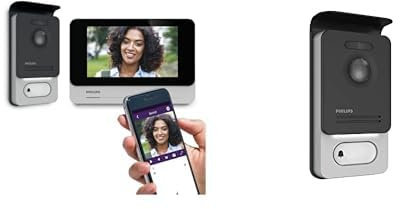 Philips - Visiophone - WelcomEye Connect 2, Visiophone connecté au Smartphone, Contrôle d'accès RFID, Fonction Message d'absence Visiteurs & 531006 Platine de Rue supplémentaire, Gris