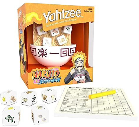 USAopoly YAHTZEE: Naruto Shippuden | Collectible Ramen Bowl Dice Cup | Classic Family Dice Game Based on Anime Show | Great for Family Game Night | Officially-Licensed Naruto Game & Merchandise