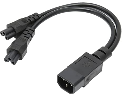 Cuifati Single IEC 320 C14 Stecker auf Dual C5 Buchse Power Y Splitter Adapter Kabel, 10A 250V 1 in 2 Out C14 auf Dual C5 Y Splitter Power Plug Kabel für LCD Schreibtischlampe,