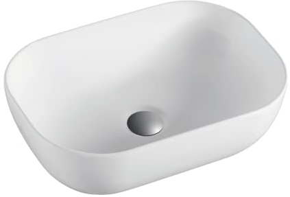 Lavabo Sobre Encimera Cerámico | Blanco Mate | Lavadero Baño Cerámico Sobremesa | Lavamanos Baño para Encimera Rectangular de 50,5cm x 40,5cm