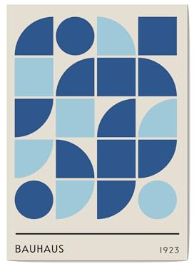 Bauhaus Trendiges Poster Bauhaus Kunstdruck Geometrische Poster Royal Blue Bauhaus Wandkunst inspiriert von Bauhaus Poster Mitte Jahrhundert Poster (A3 - 29,7 x 42 cm)