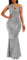 VERWIN Pailletten-Maxikleid für Damen, ärmellos, schräger Kragen, figurbetontes Kleid, Partykleid, Grau, Mittel