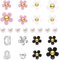 NEVEGE 24PC Flower Shoe Charms with Crystal Rhinestone Pearl Decorations - Cute Bling Charms for Girls & Women