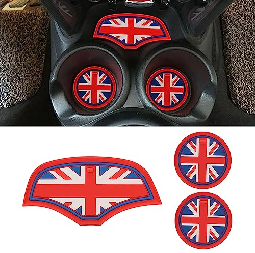 TOMALL Cup Coaster Compatible with Mini Cooper Hatchback F55 F56 Silicone Cup Holder Coaster Center Console Storage Box Mat Pad Accessories (Red)