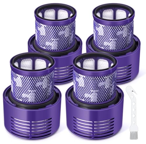 KNOWOM 4 Pack V10 Filter for Dyson, Vacuum Filter Replacement for Dyson V10 Cyclone Series Absolute Animal Motorhead Total Clean, Washable and Reusable, Part# 969082-01