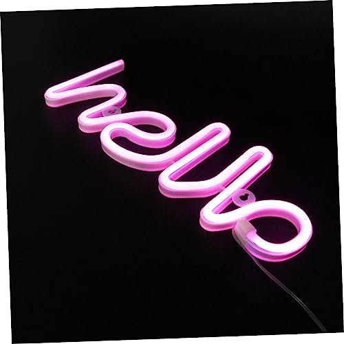 Mikikit 1stk Hello Neon Nachtlampe Aus Kunststoff Wandschild Für Kühles Licht Neonschild Nachtlampe Schlafzimmer Brief Licht Brief Nachtlicht Neon-wortlicht Kind Lichtleiste Batterie Led