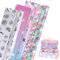 3 Rolle Geschenkpapier Geburtstag, Rosa Lila Geburtstagspapier Geschenkverpackung Bunte Geschenk Verpackung Geburtstage für Geburtstag Weihnachten Valentinstag, 43cm x 3m Je Rolle