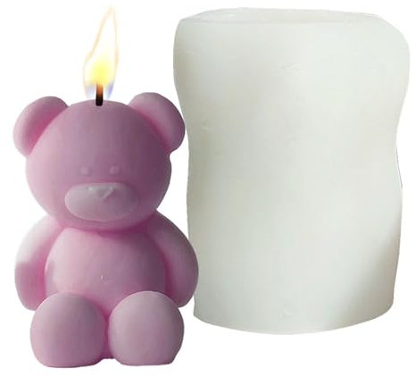 Candle Silikonform, Teddybär Form Silikon Kerze Seifenherstellung Form, Bär Silikonform, Bär Kerzenform Baby Bär Silikon Wiederverwendbare Tierform Kuchenform Für Süßigkeiten Schokolade