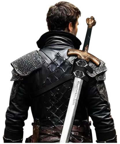 keland LARP Schwerthalter Rücken Leder Verstellbare Schwertscheide Schwert Halterung Schulter (X-Schwarz)