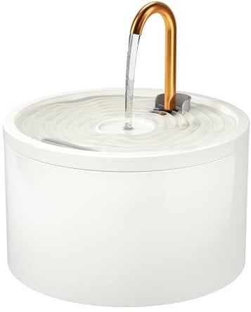 DOOOB Ceramic Cat Water Fountain, 2.1L/71oz Ceramic Cat Fountain, Automatic Ceramic Water Fountain for Cats, Pet Water Fountain with Ultra-Quiet Pump and Filter & Sponge (White)