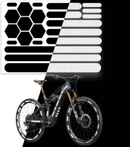 reflektierende Aufkleber 2er Set für Helm, Fahrrad und Motorrad - Sichere Fahrt in der Nacht mit schwarzen Reflective Tape, Reflexband und fahrradspeichen reflektoren - Wasserdichte, strapazierfähige
