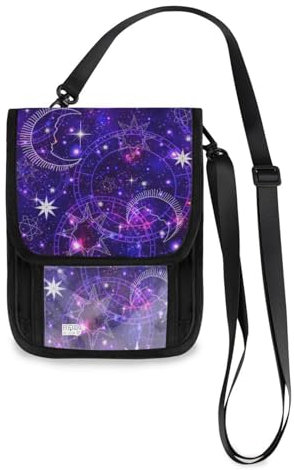 Mnsruu Luna Space and Science Galaxy - Cartera de viaje para pasaporte, tarjeta de crédito, gadgets, bolsa unisex cruzada, cartera de viaje con correa ajustable, #01, Talla única, moda