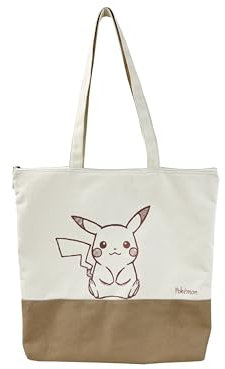 CYPBRANDS Unisex Kinder Pokémon Plaid Bolsa Grande Loneta Tasche, beige