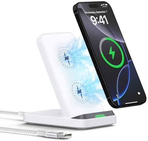 15W Wireless Charger Stand Induktive Ladestation für Galaxy S25/S24 Ultra/S24/S23/S22/S21 FE/S20,Google Pixel 9 Pro/8/8 Pro/7/6,Ladestation iPhone Handy Kabelloses Ladegerät für iPhone 16/15/14