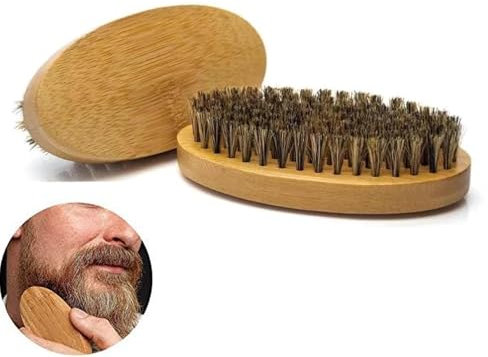 Bartbürste, Wildschweinborsten Bürste, Oval, Bart Bürste Männer Reise, Beard Brush Kit Für Die Tägliche Pflege, Mit Allen Bartbalsams -Ölen Verwendbar