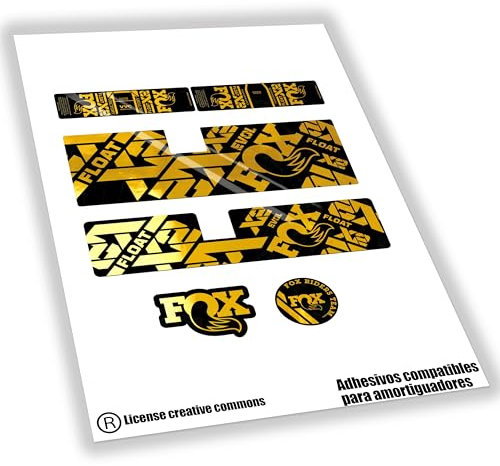 WP488 Aufkleber kompatibel mit Fox Float X2 Factory/Performance Rear Shocks Bike Stickers, MTB Decals, AUFFKLEBER, FEDERGABEL (Chrom-Gold)