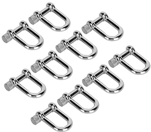 Grillete en forma de U, 10 piezas 3cm/1,2in Mini grillete en forma de D de acero inoxidable Grilletes con anilla en D de aleación de zinc Grillete de ancla para joyería Paracord, aparejos marinos
