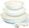 MICHELANGELO Nonstick Ceramic Frying Pan Set with Removable Handle, 20cm,24cm and 28cm Frying Pans, Non Toxic Pans for Cooking, PFOA Free, Oven Safe, Blue&White