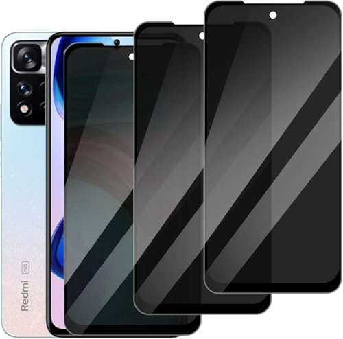 DYNASCO 3 Piezas Protector Pantalla Privacidad para Redmi Note 11 Pro/Note 11 Pro 5G / Xiaomi POCO X4 Pro 5G 6.67, Cobertura Completo Cristal Vidrio Templado Antiespia, Antiarañazos