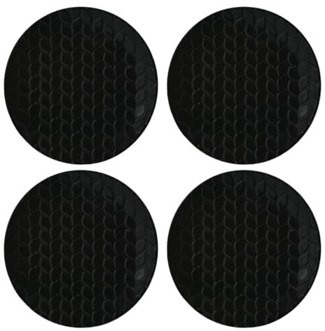 temp-tations by Tara Geschnitzte Weiden-Teller, Schwarz, 4 Stück - 20,3 cm, kleine schwarze Keramikteller für Vorspeisen, mikrowellengeeignet, spülmaschinenfest, Steingut-Geschirrsets, Premium-Küchen