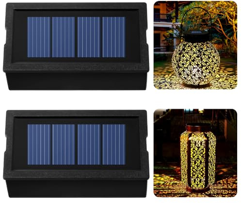 flintronic Solarleuchten Ersatzteile, 2PCS Solar Ersatzdeckel, Solarleuchten Ersatz Top mit LED, LED Solarmodule Ersatz für Solar Gartenleuchten, Solarlaterne und DIY