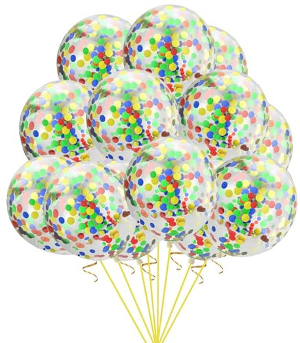 Gleemix 20Stück Konfetti Luftballons Bunt Paillet Helium Ballons Geburtstag | 20 Stück 12 Zoll Latex Bunte Luftballons Geburtstag, Pailletten Helium Ballons Geburtstagsdeko Hochzeiten JGA Babyparty Deko